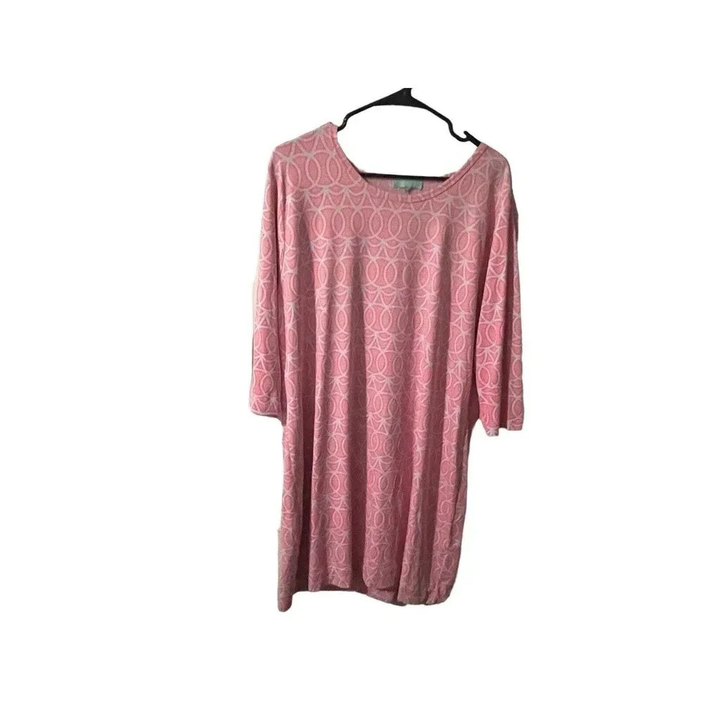 Anthonys Resort by Lulu-b Dress Womens XL Pink White UPF50+ Beach Geometric